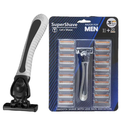 3-Layer Reusable Razor – Multi-Tool Shaving System with 18 Blades