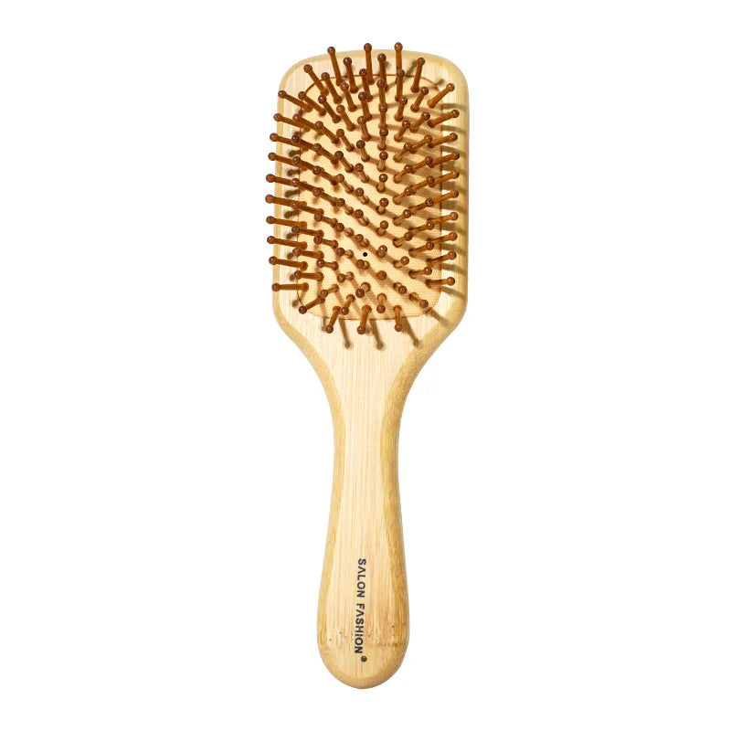 Bamboo Hair Brush – Air Cushion Massage Comb with Wide Teeth for Styling & Scalp Health