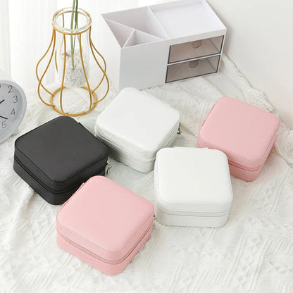 Travel Jewelry Storage Box – Leather Single Layer Organizer for Rings, Earrings & Accessories
