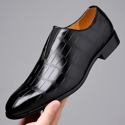 Stone pattern men's casual leather shoes