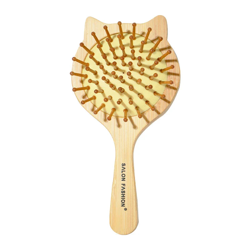 Bamboo Hair Brush – Air Cushion Massage Comb with Wide Teeth for Styling & Scalp Health