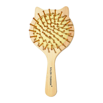 Bamboo Hair Brush – Air Cushion Massage Comb with Wide Teeth for Styling & Scalp Health