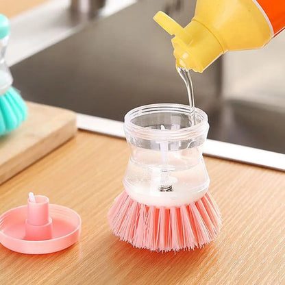 Automatic Soap Dispenser Dish Brush – Press-Top Kitchen Scrubber with Liquid Filling