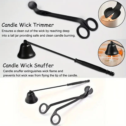 Stainless Steel Candle Wick Extinguisher – Portable Candle Care Scissors & Hook Tool