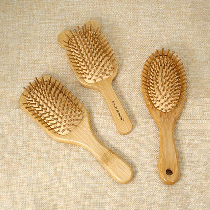 Bamboo Hair Brush – Air Cushion Massage Comb with Wide Teeth for Styling & Scalp Health