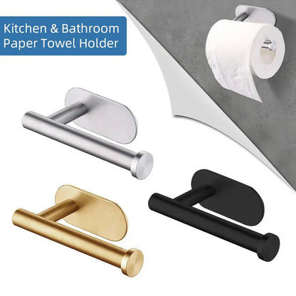 Stainless Steel Paper Towel Holder – Self-Adhesive or Drill‑Mount Under Cabinet Napkin Dispenser
