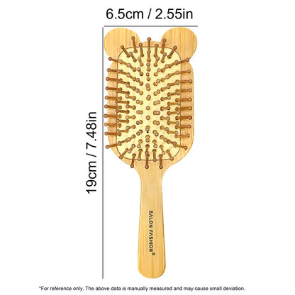 Bamboo Hair Brush – Air Cushion Massage Comb with Wide Teeth for Styling & Scalp Health