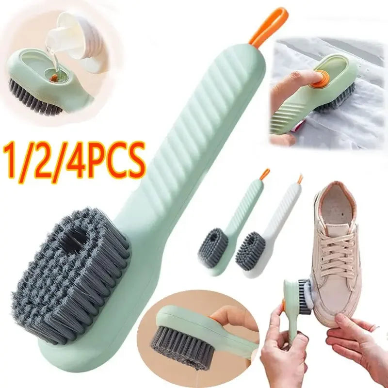 Multifunctional Shoe Cleaning Brush – Soft Bristle Scrubber with Liquid Dispenser for Home Cleaning