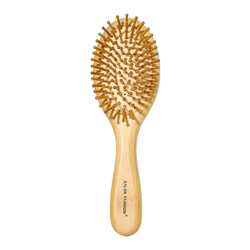 Bamboo Hair Brush – Air Cushion Massage Comb with Wide Teeth for Styling & Scalp Health