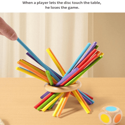 🔥Wooden Stick Game, Colorful Educational Toy for Cognitive Development & Focus Training, Includes Mixed Colors Sticks and one-level Puzzle
