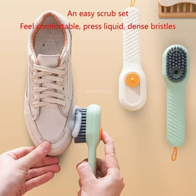 Multifunctional Shoe Cleaning Brush – Soft Bristle Scrubber with Liquid Dispenser for Home Cleaning