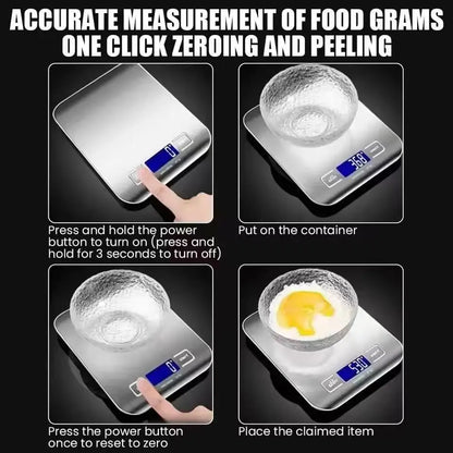 High-Precision 10kg Electronic Kitchen Scale – Digital Baking Food Scale with 1g Accuracy & Stainless Steel Panel