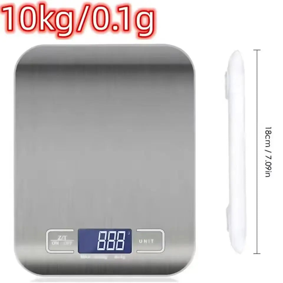 High-Precision 10kg Electronic Kitchen Scale – Digital Baking Food Scale with 1g Accuracy & Stainless Steel Panel