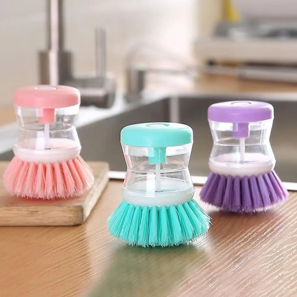 Automatic Soap Dispenser Dish Brush – Press-Top Kitchen Scrubber with Liquid Filling