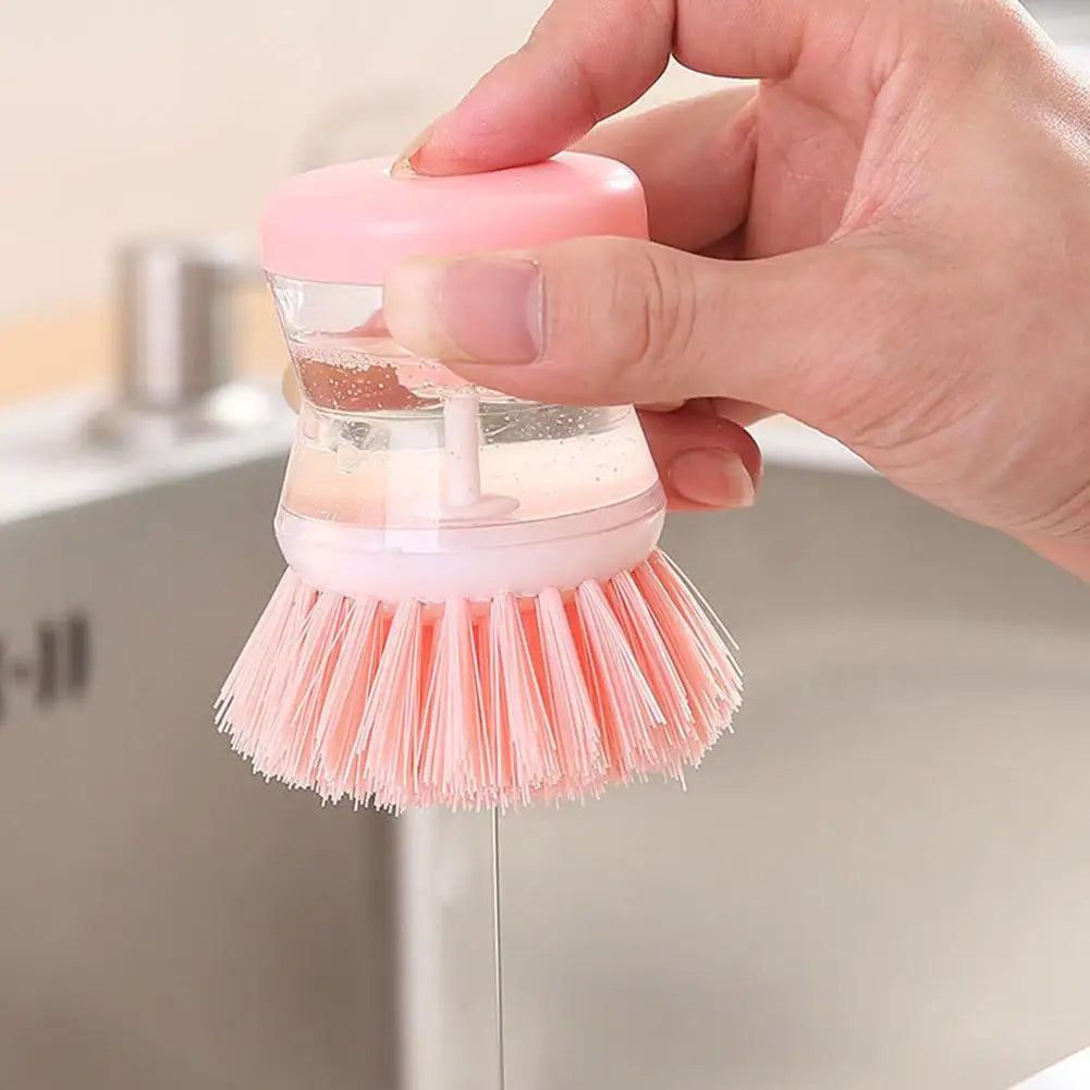 Automatic Soap Dispenser Dish Brush – Press-Top Kitchen Scrubber with Liquid Filling