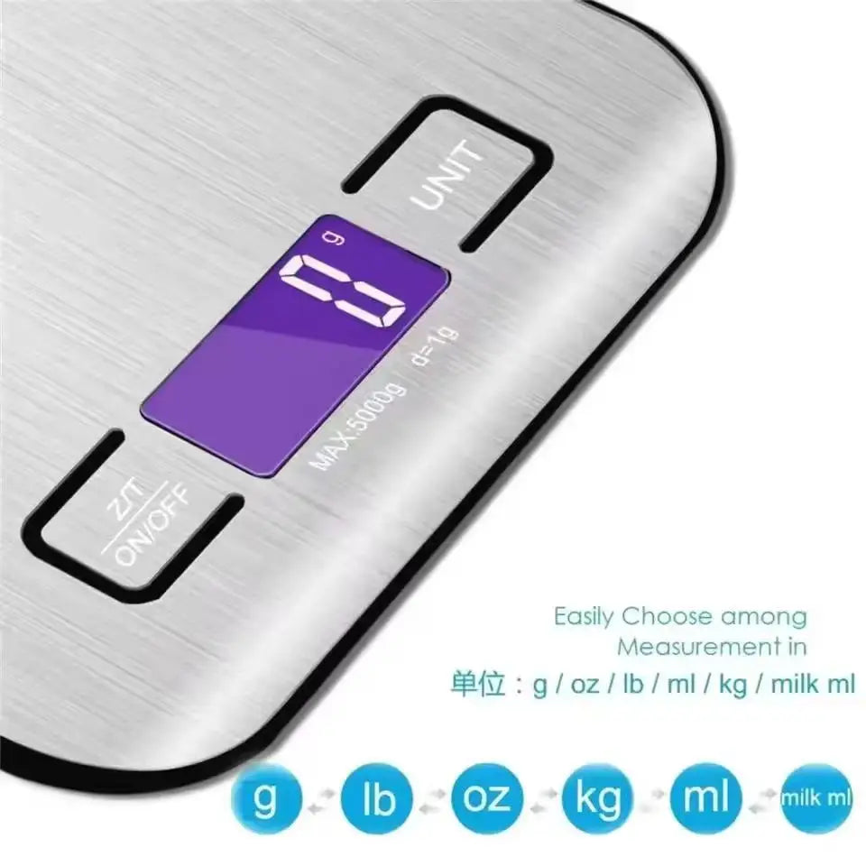 High-Precision 10kg Electronic Kitchen Scale – Digital Baking Food Scale with 1g Accuracy & Stainless Steel Panel