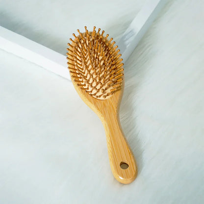 Bamboo Hair Brush – Air Cushion Massage Comb with Wide Teeth for Styling & Scalp Health